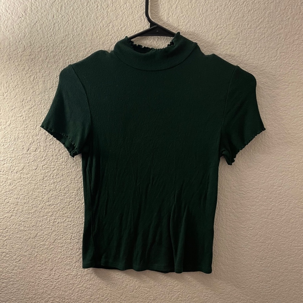 turtleneck soft dark green top
